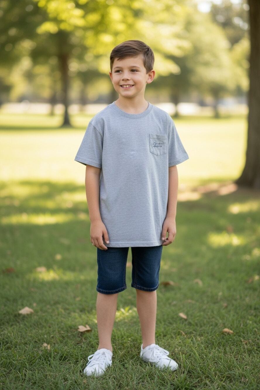 Cardin McCoy Youth Gray Pocket T Shirt Halloween Dinosaur Graphic Size Medium